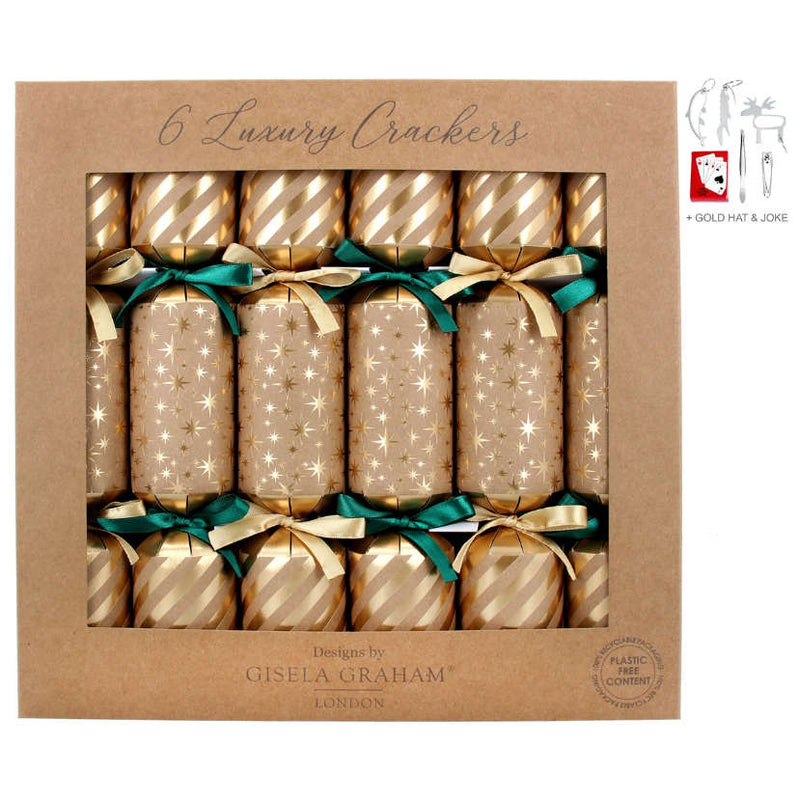 Gisela Graham Gold Stars Luxury Christmas Crackers 32084 main