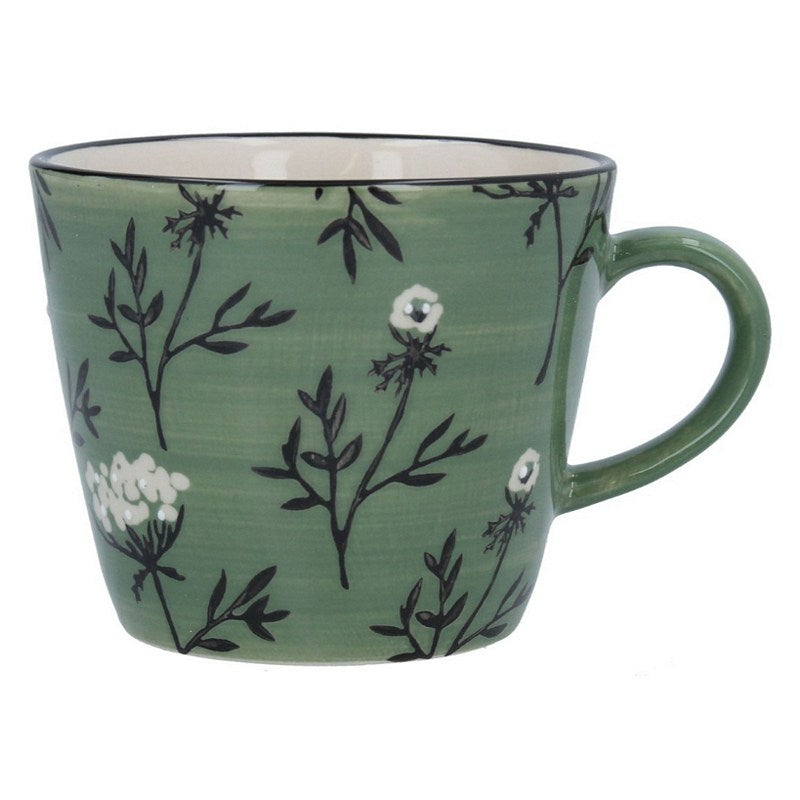 Gisela Graham Green Cow Parsley Stoneware Mug 30020 main