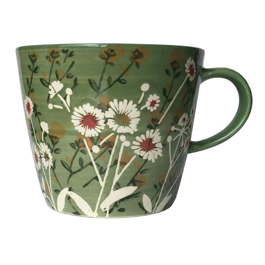 Gisela Graham Green Daisy Mug front