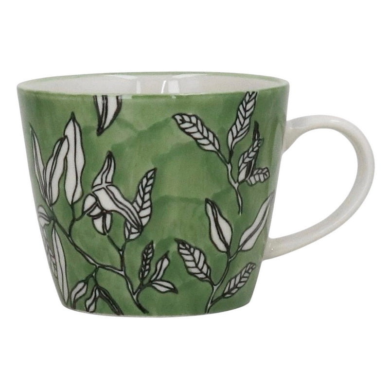 Green Leafy Stoneware Mug