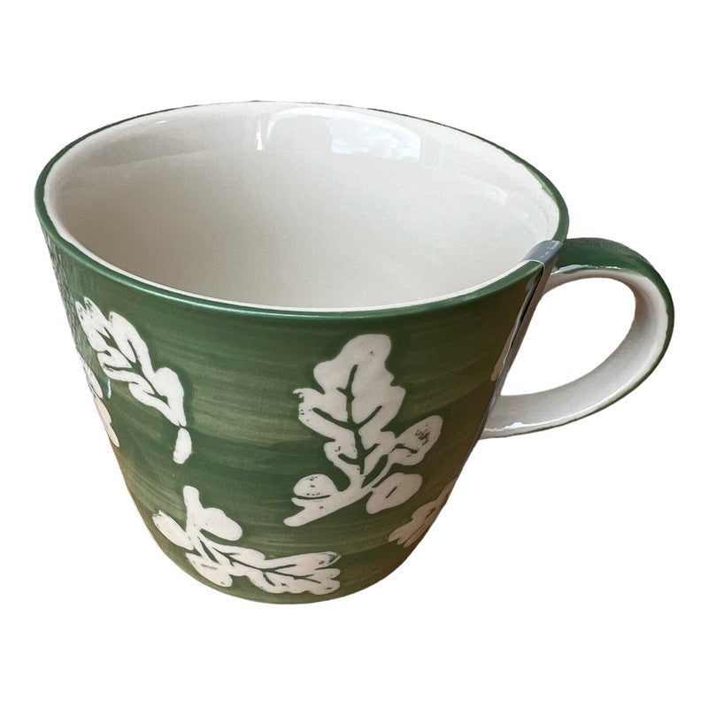 Gisela Graham Green Oak Leaves Stoneware Mug 31060 inside