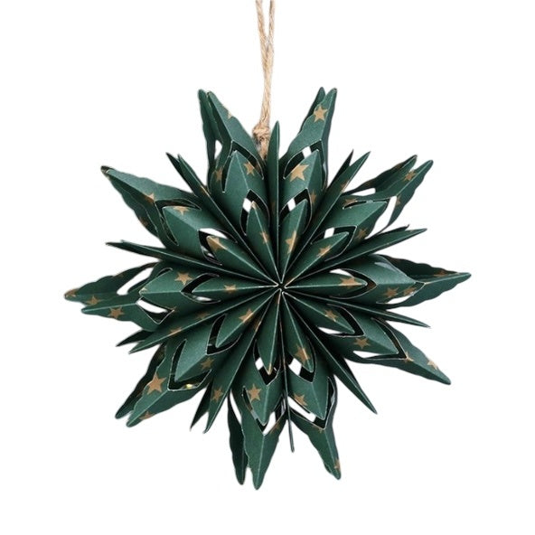 Gisela Graham Green Paper Fretwork Snowflake 10924 front