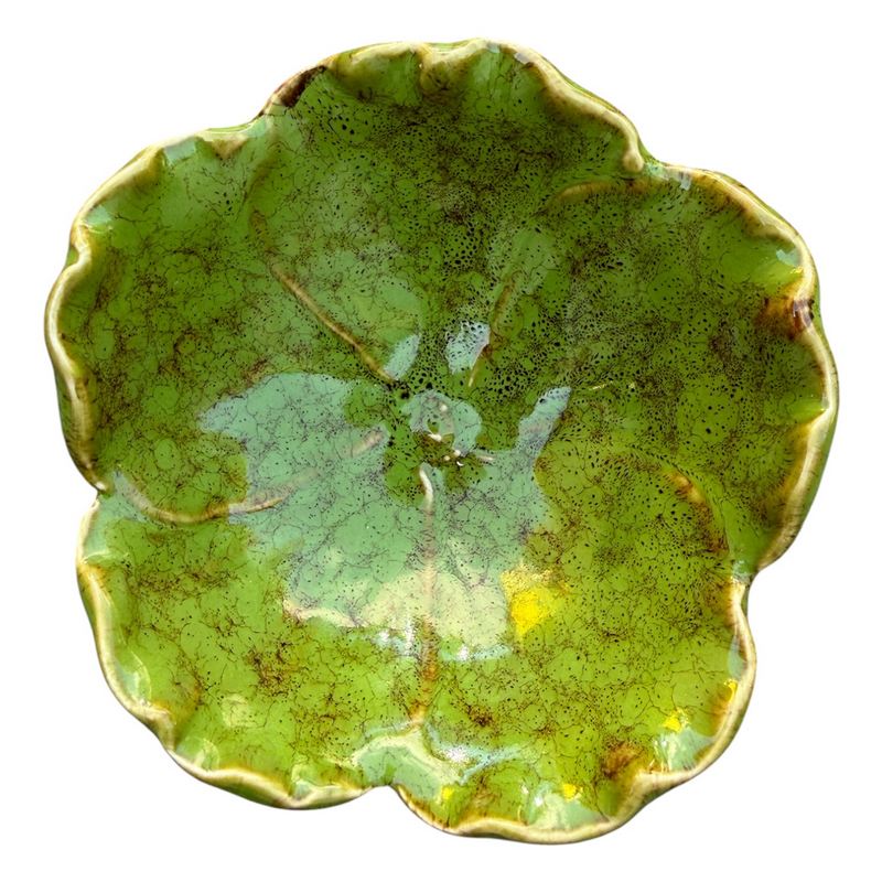 Gisela Graham Green Reactive Stoneware Anemone Trinket Dish 37894 top