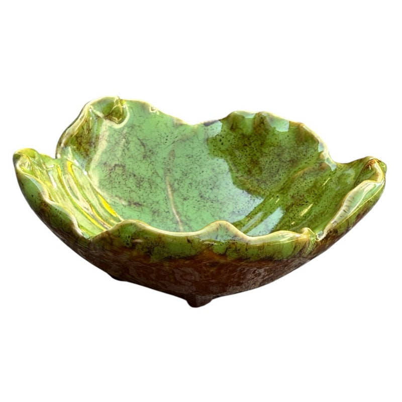 Gisela Graham Green Reactive Stoneware Anemone Trinket Dish 37894 angled