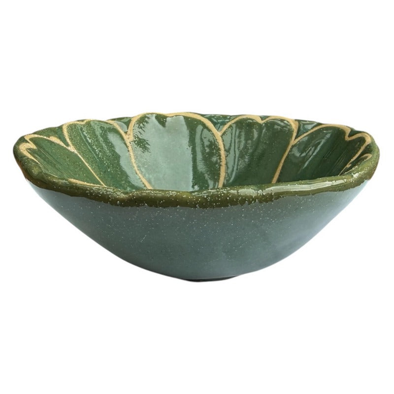 Gisela Graham Green Stoneware Flower Mini Bowl 33160 side
