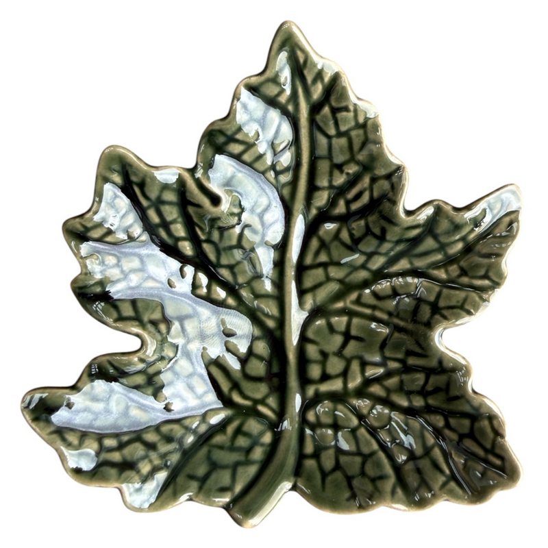 Green Stoneware Mini Maple Dish