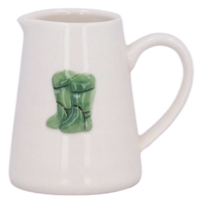 Gisela Graham Green Wellies Stoneware Mini Jug 35115 front