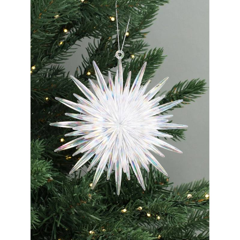Gisela Graham Iridescent Layered Acrylic Starburst Decoration 10648 on tree