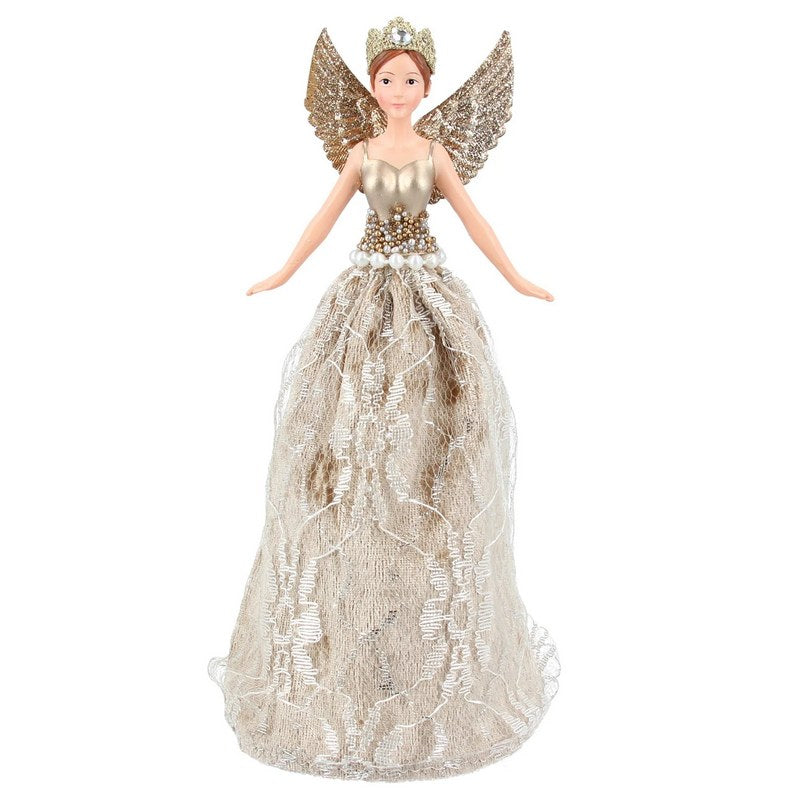 Gisela Graham Lux Gold Lace Tree Top Fairy Small 35499 main
