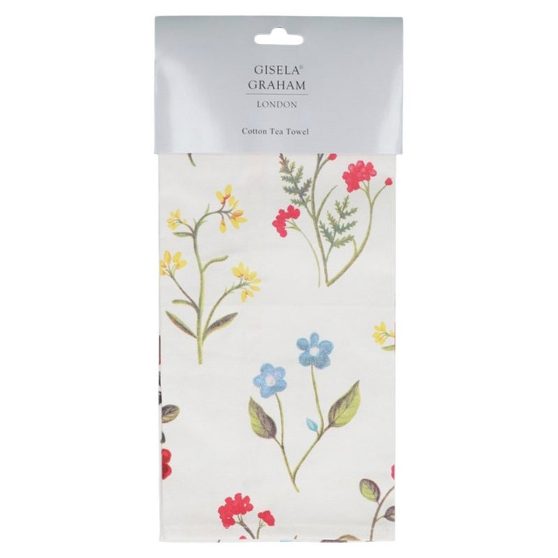 Gisela Graham Meadow Cotton Tea Towel 80399 packaged