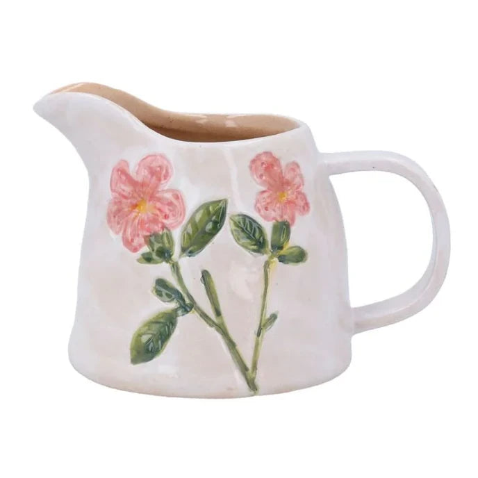 Gisela Graham Meadow Red Flower Stoneware Milk Jug 80265 front