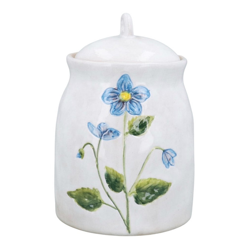 Gisela Graham Meadow Stoneware Storage Jar Medium 80272 closed