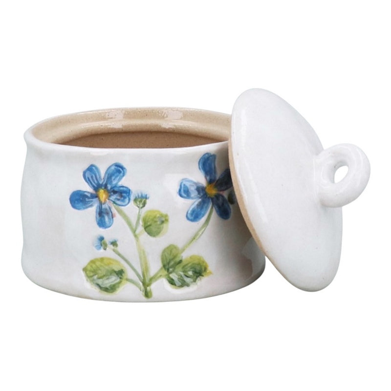 Gisela Graham Meadow Stoneware Storage Jar Mini 80270 open