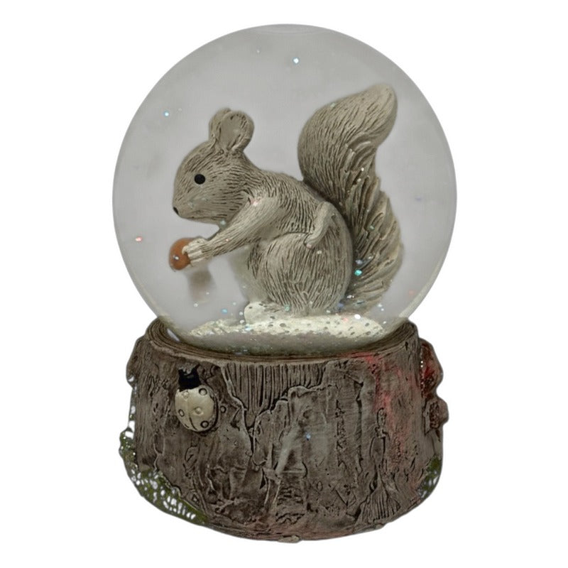 Gisela Graham Natural Woodland Animals Snow Dome Medium 31064 squirrel