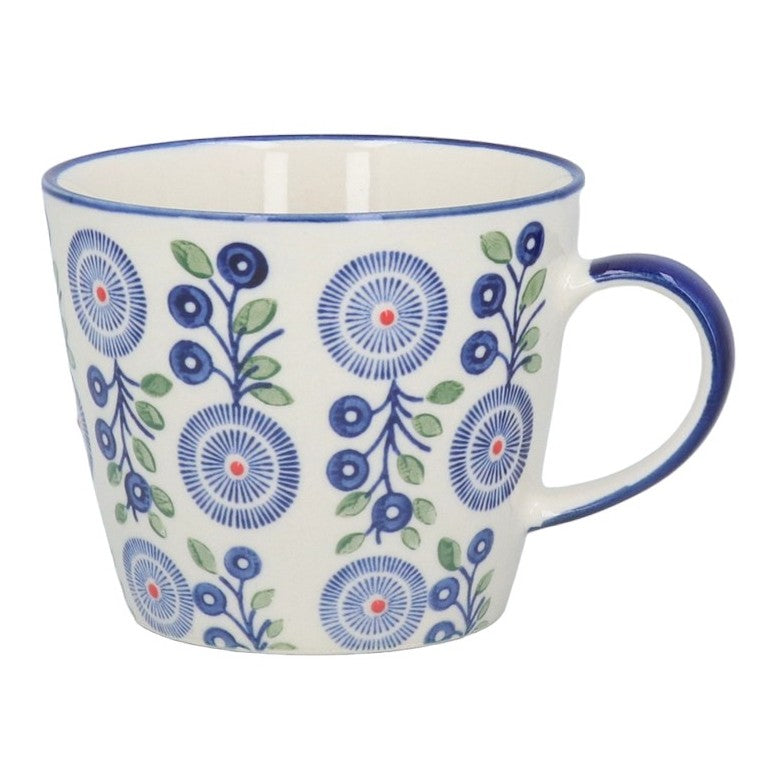 Gisela Graham Navy Bellis Daisy Stoneware Mug 32211