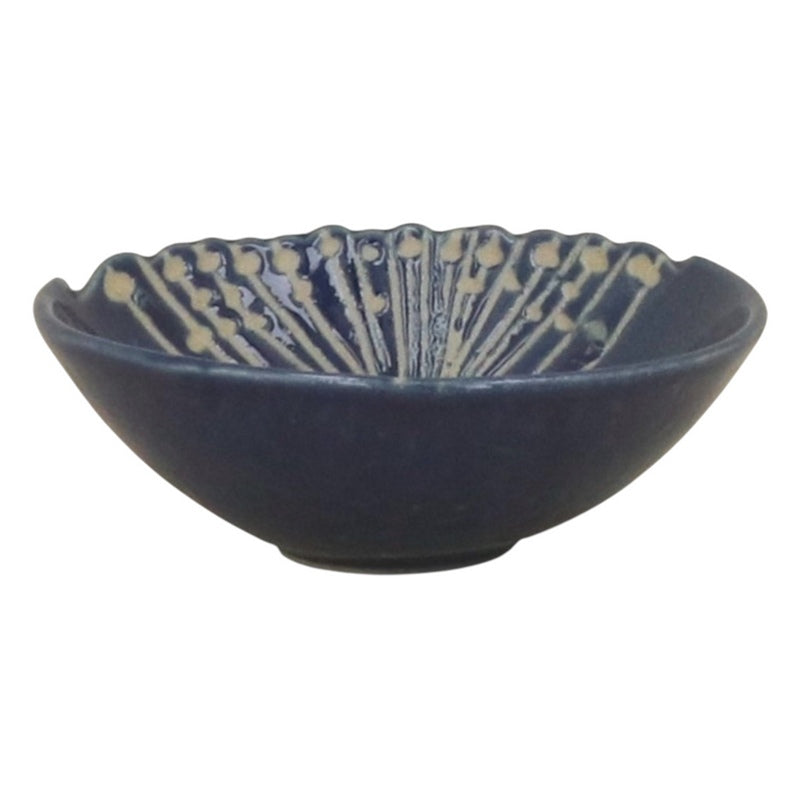 Gisela Graham Navy Stoneware Seed Head Bowl Small 30744 side