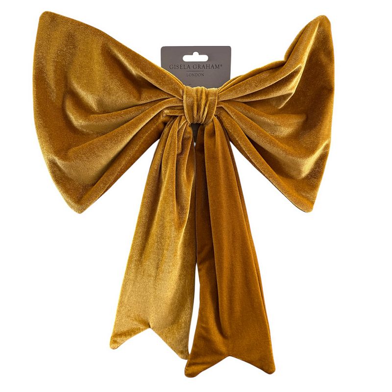 Gisela Graham Old Gold Velvet Clip-on Bow 11056 main