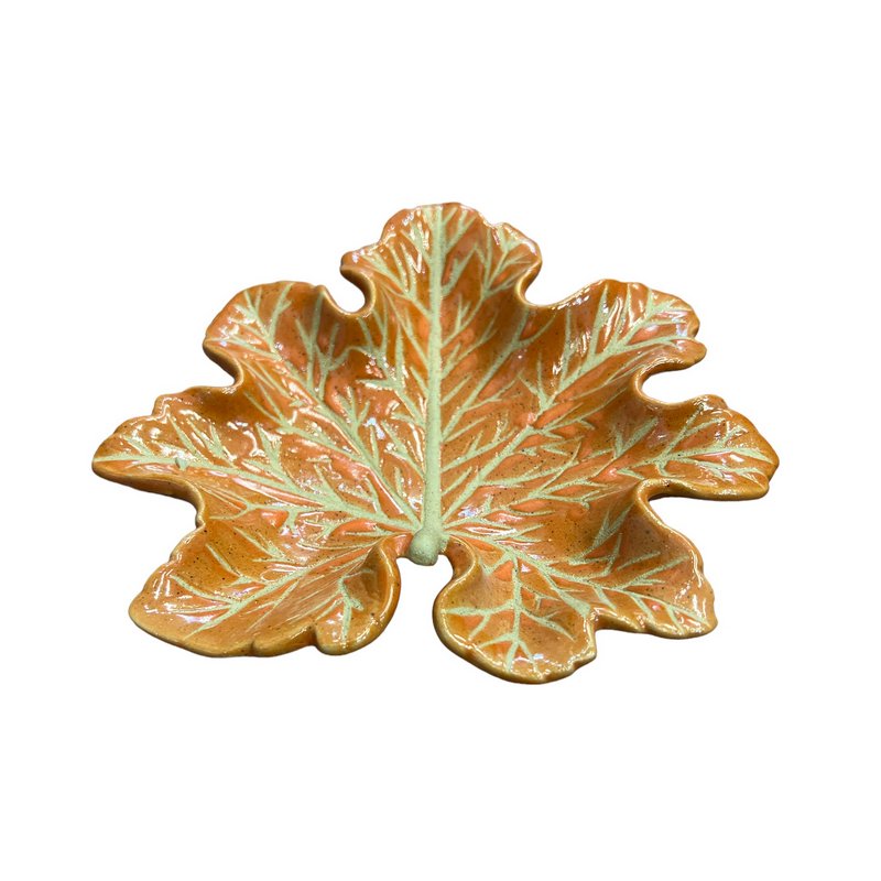Gisela Graham Orange Earthenware Leaf Shape Dish small