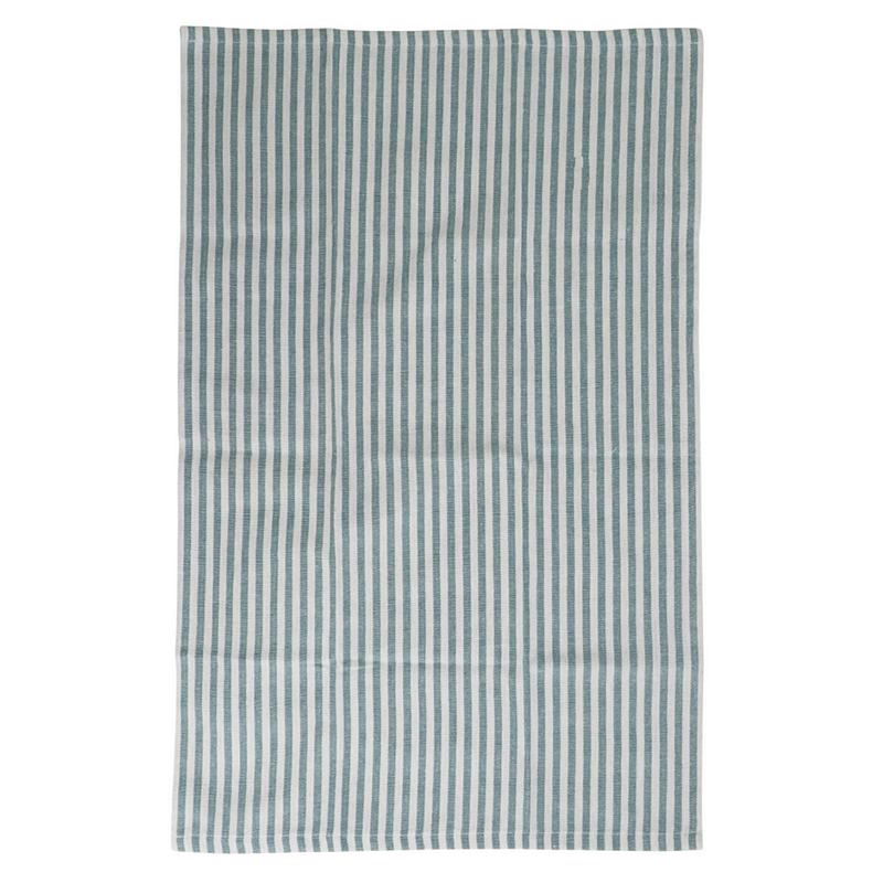 Gisela Graham Pack of 3 Green Cotton Mix Stripe T-Towel 37601 flat