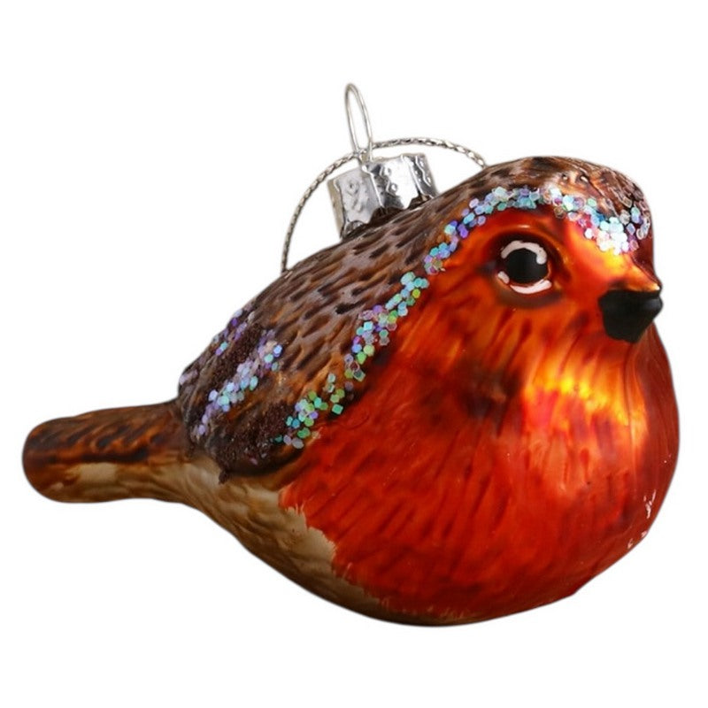Gisela Graham Painted Hanging Glass Robin Decoration 02401 main