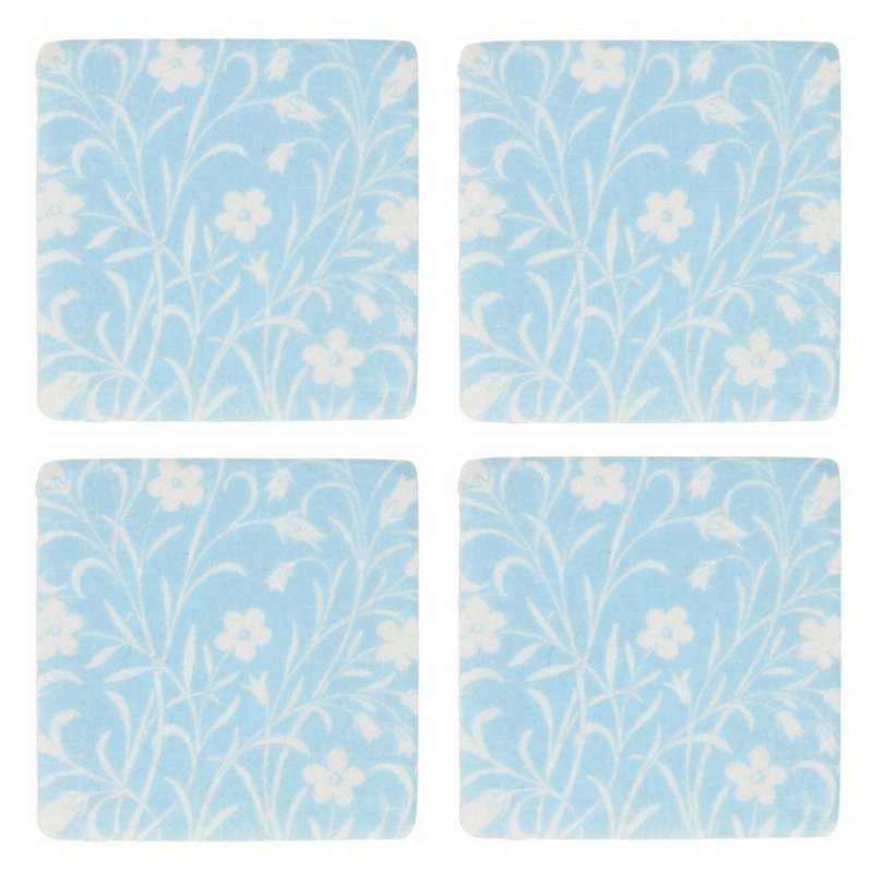 Gisela Graham Pale Blue Floral Resin Coaster 35032 front