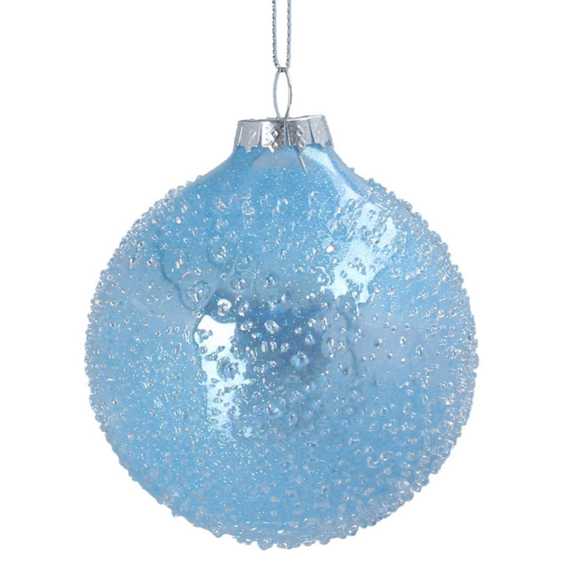 Gisela Graham Pale Blue Soap Bubble Embossed Glass Ball 01825 main