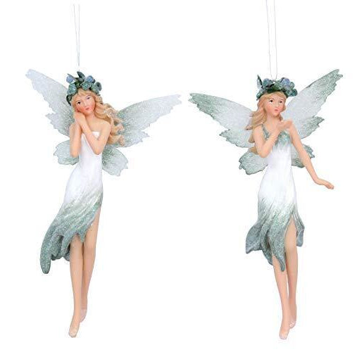 Gisela Graham Pale Green White Resin Fairy Decoration 17529 main