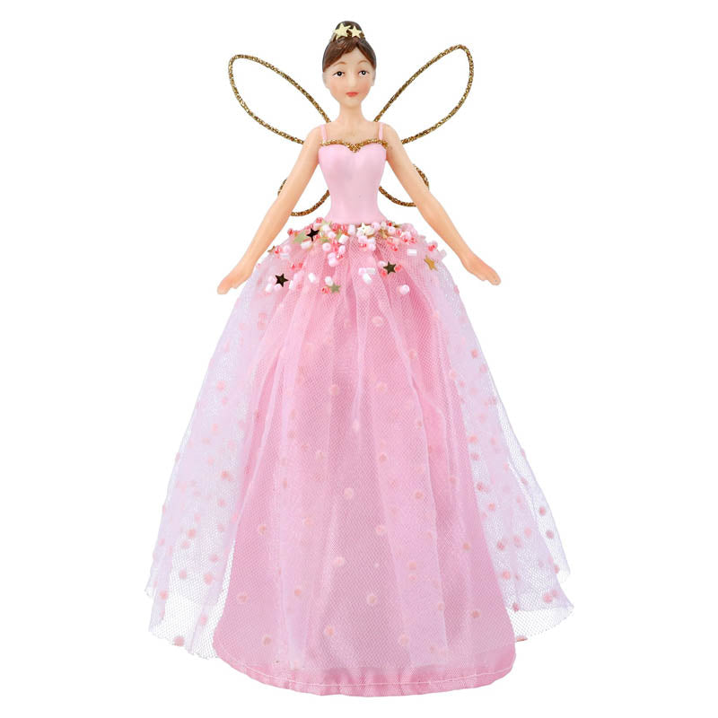 Gisela Graham Pale Pink Fairy Tree Topper Small 33993 front