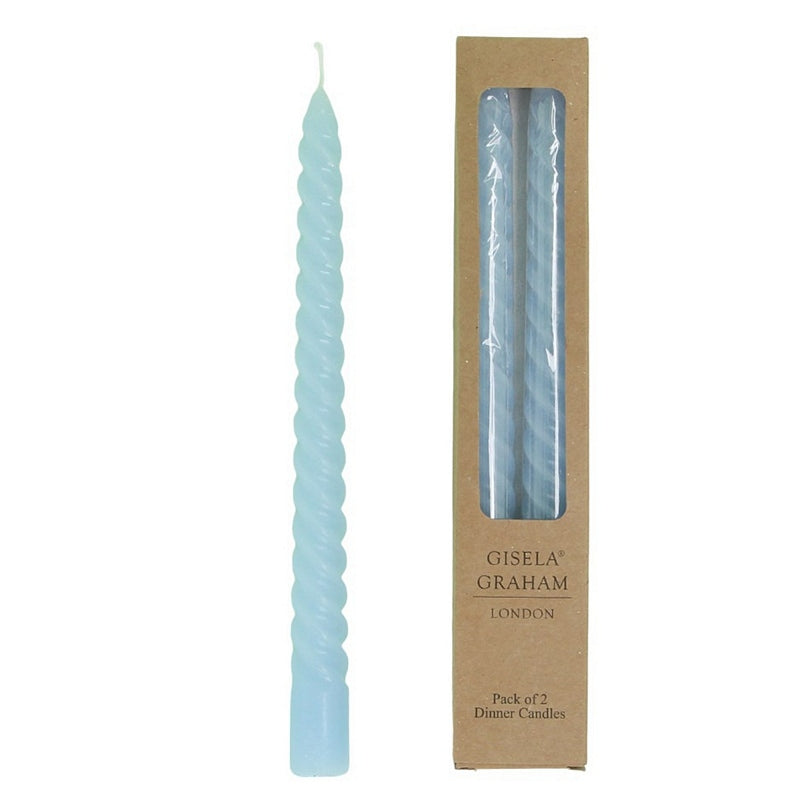 Gisela Graham Pastel Blue Twist Taper Candle Pair 51527