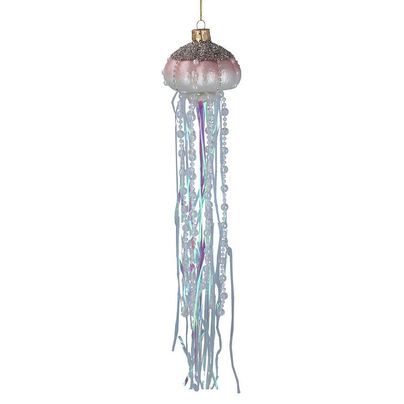 Gisela Graham Pastel Glass Jellyfish Decoration 01938 pink