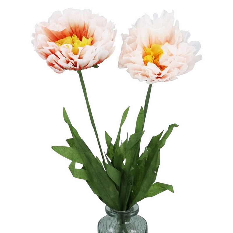 Gisela Graham Pastel Paper Flower Peony 86079 two in vase