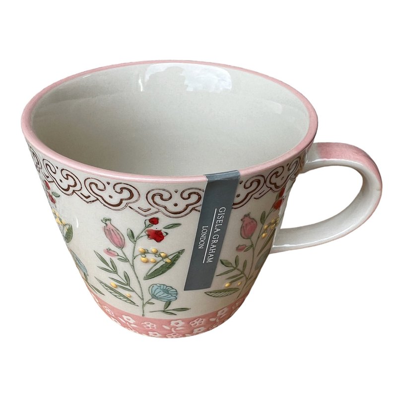 Gisela Graham Pink Band Rosehip Stoneware Mug 33000 inside