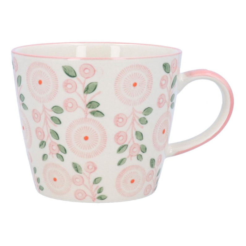 Gisela Graham Pink Bellis Daisy Stoneware Mug front