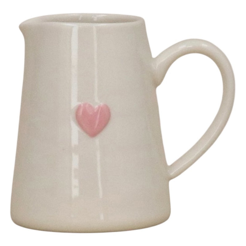 Gisela Graham Pink Heart Stoneware Mini Jug 37617 front