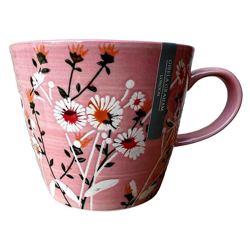 Gisela Graham Pink Wild Daisy Stoneware Mug 31840 front