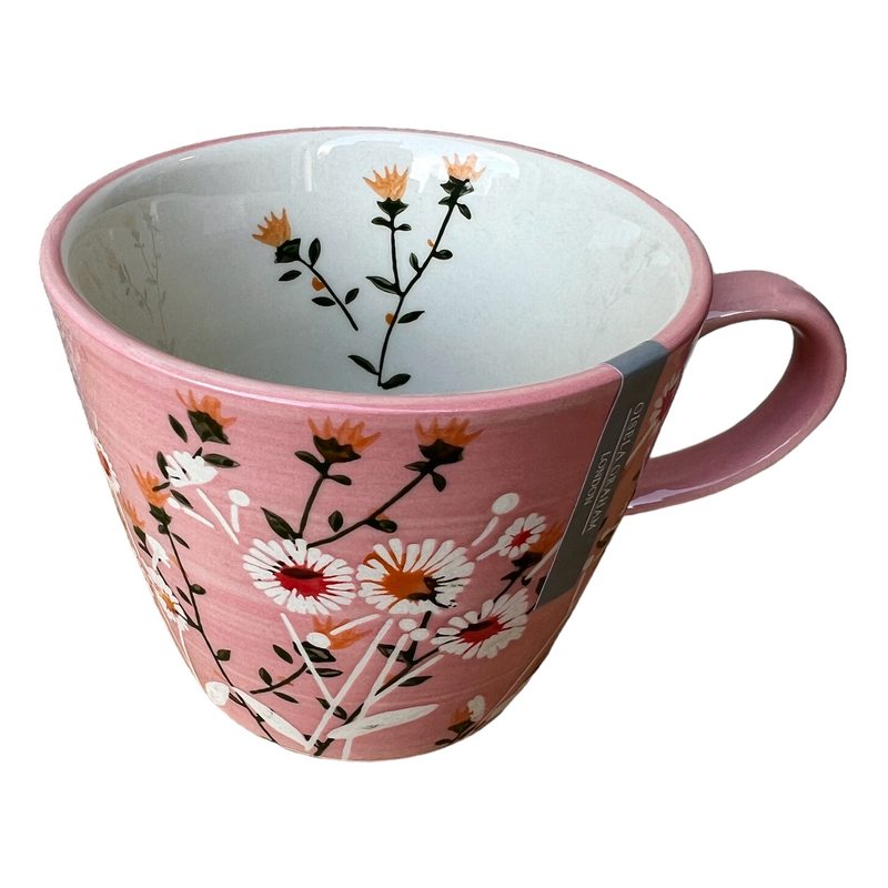 Gisela Graham Pink Wild Daisy Stoneware Mug 31840 inside