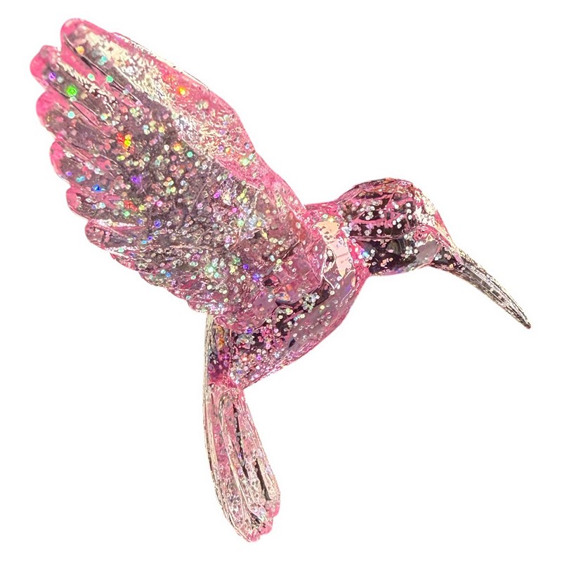Gisela Graham Pink and Glitter Acrylic Hummingbird 12152 side