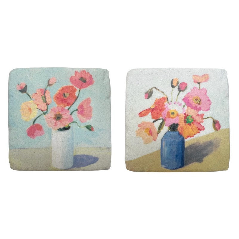 Gisela Graham Poppies in Vase Resin Coaster 33277 selection