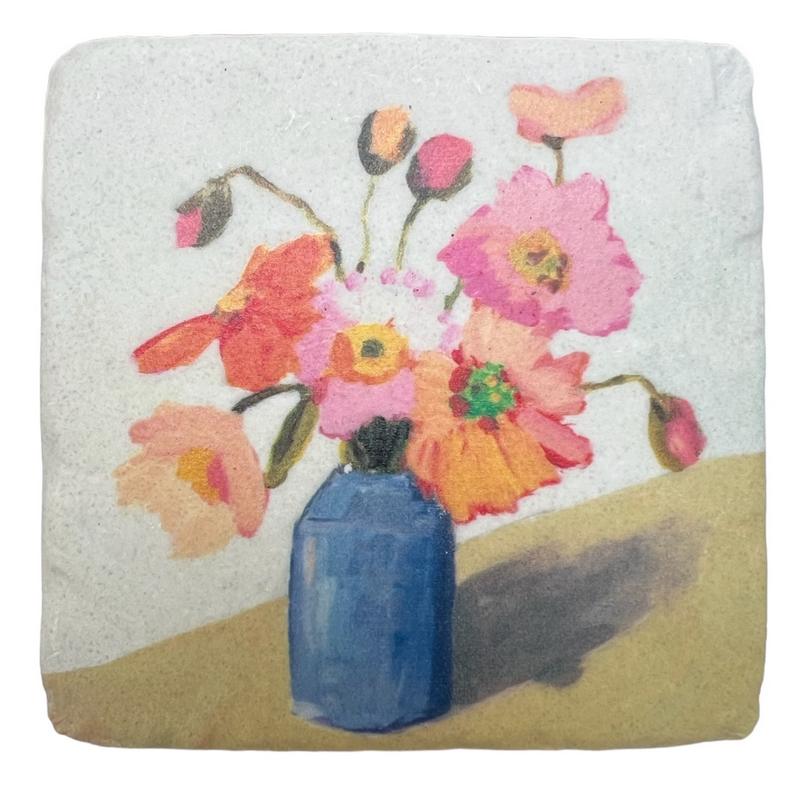 Gisela Graham Poppies in Vase Resin Coaster 33277 style 1
