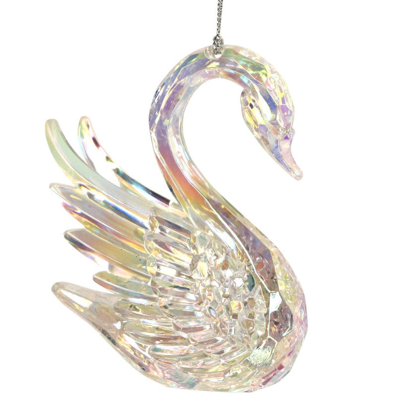 Gisela Graham Rainbow Iridescent Acrylic Swan Decoration 12846 main