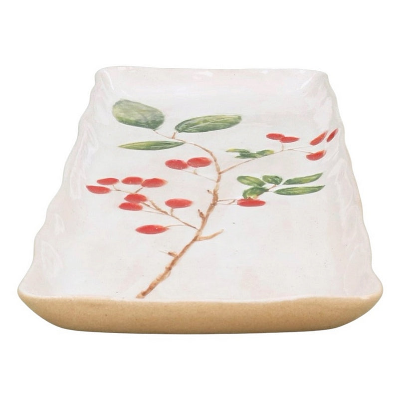 Gisela Graham Red Berries Stoneware Rectangular Plate 39117 side