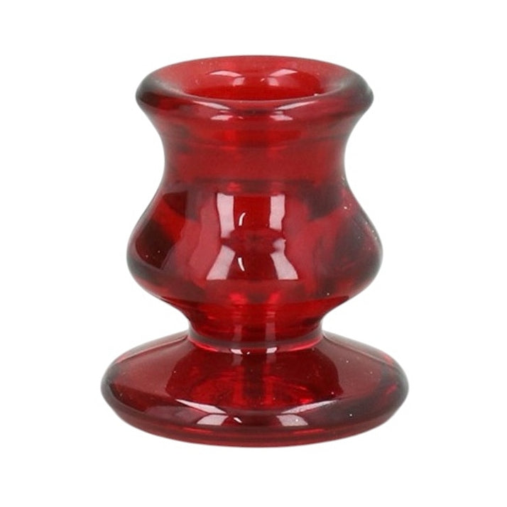 Gisela Graham Red Glass Short Candlestick 53087 main