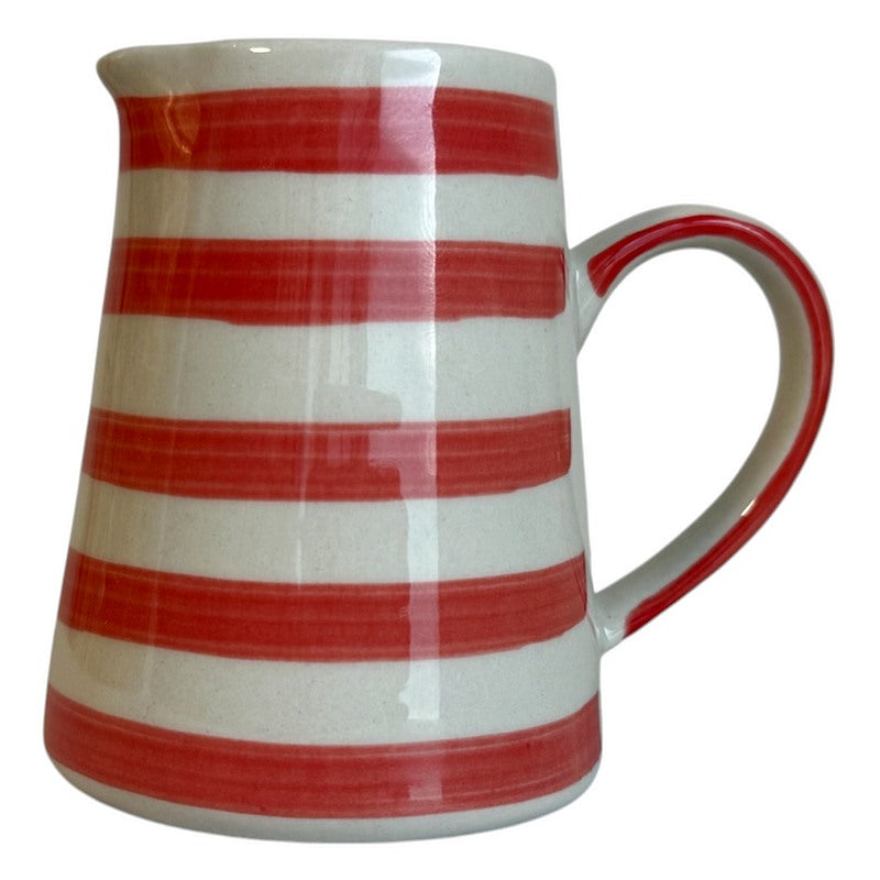 Gisela Graham Red Stripe Stoneware Mini Jug 38560 front