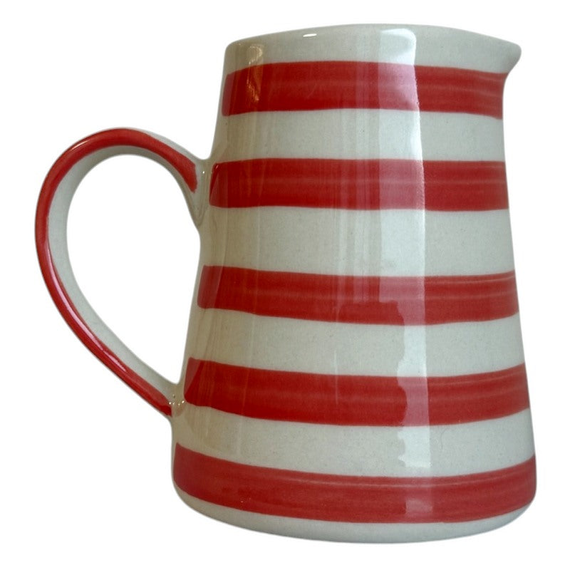 Gisela Graham Red Stripe Stoneware Mini Jug 38560 rear