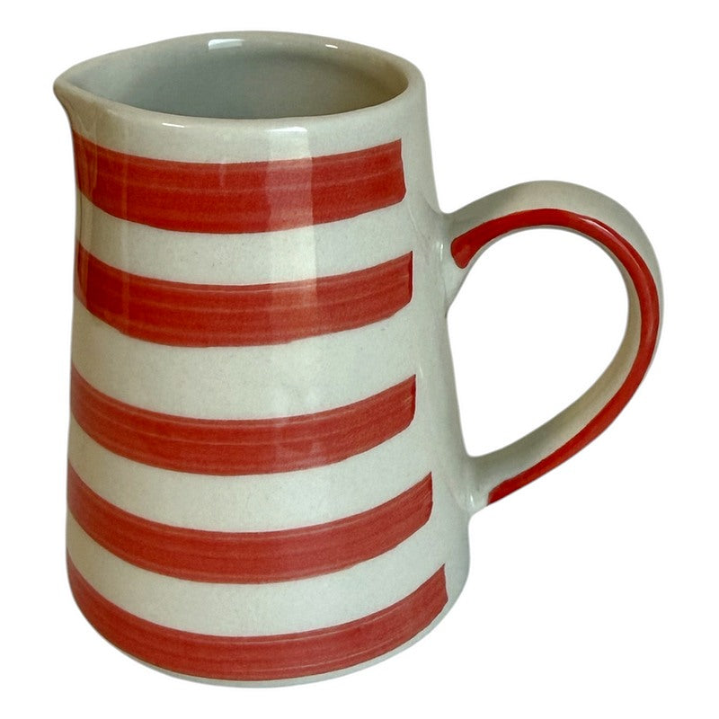 Gisela Graham Red Stripe Stoneware Mini Jug 38560 tipped