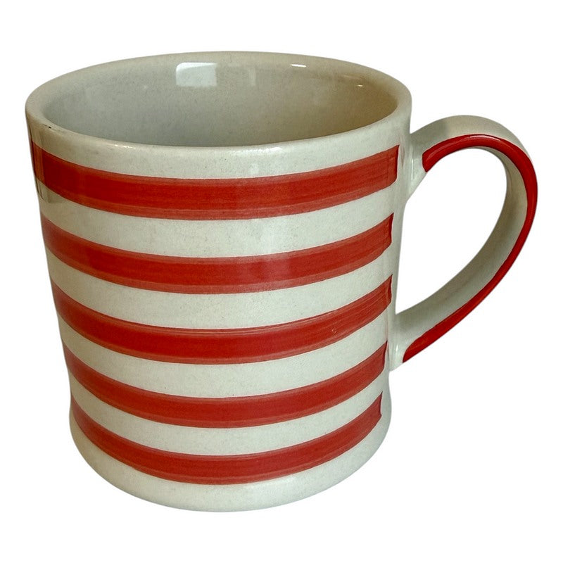 Gisela Graham Red Stripe Stoneware Mug 38552 tipped
