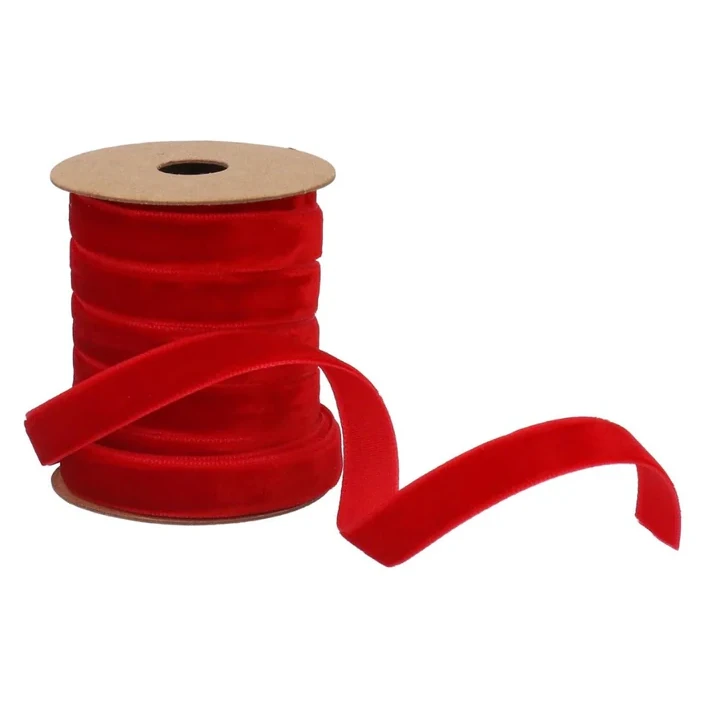 Gisela Graham Red Velvet Ribbon Spool 10mm x 9m
