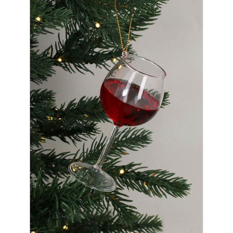 Gisela Graham Red Wine Glass Decoration 01243 on tree