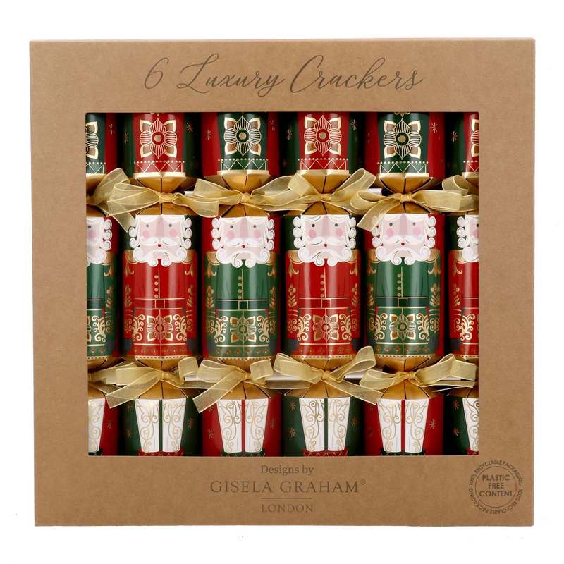 Gisela Graham Red & Green Nutcracker Luxury Christmas Crackers 34100 main
