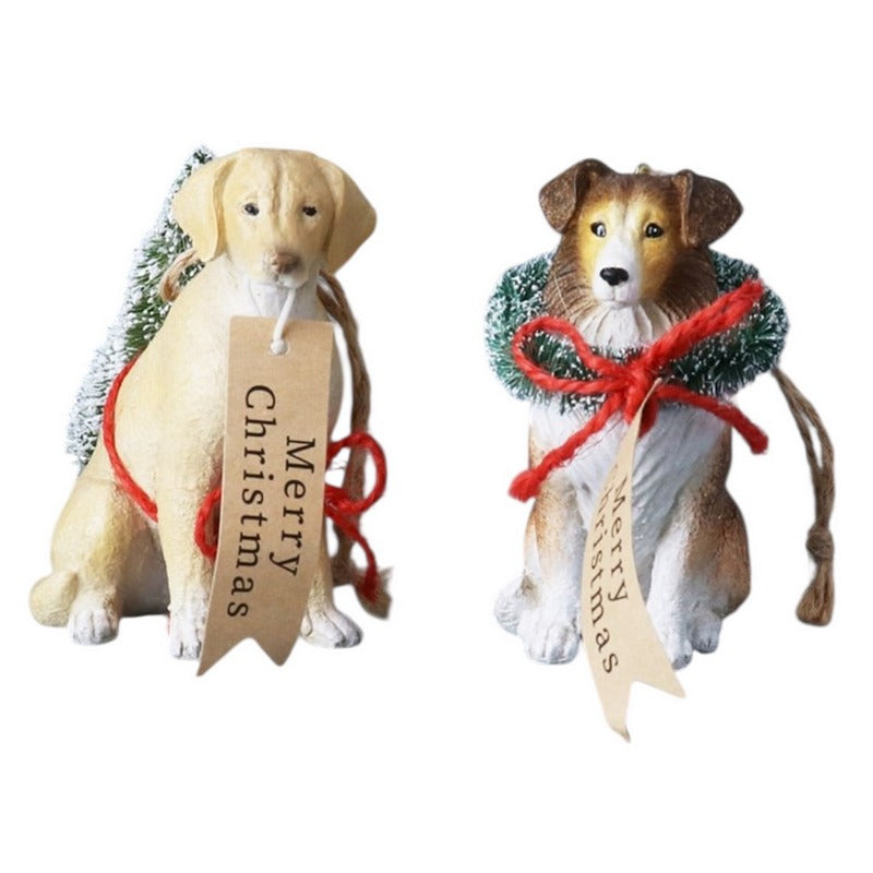 Gisela Graham Resin Dog With Wreath or Tree Decoration 10176 selection